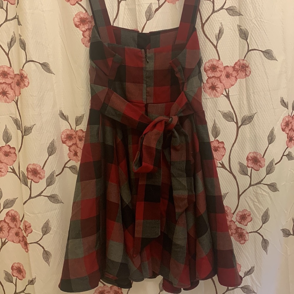 Plaid Button Mini Dress - Picture 2 of 3